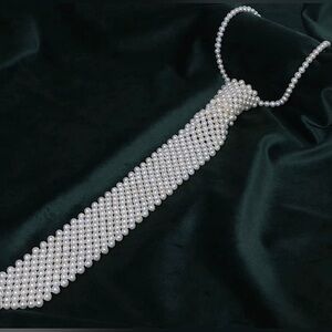 Pearl Tie Necklace - Woven Simulated White Pearl Tie Necklace BRAND NEW!!!